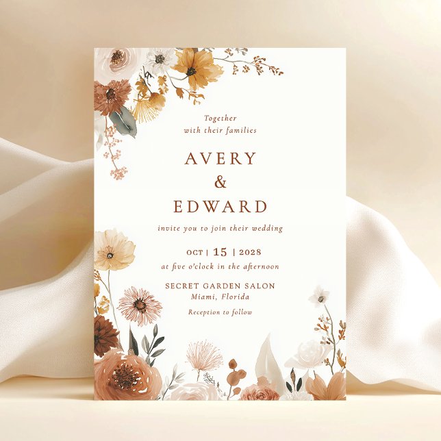 Elegant Floral Fall Wedding  Einladung (Von Creator hochgeladen)