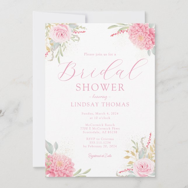 Elégant Floral Fleur sauvage nuptiale Invitation (Devant)