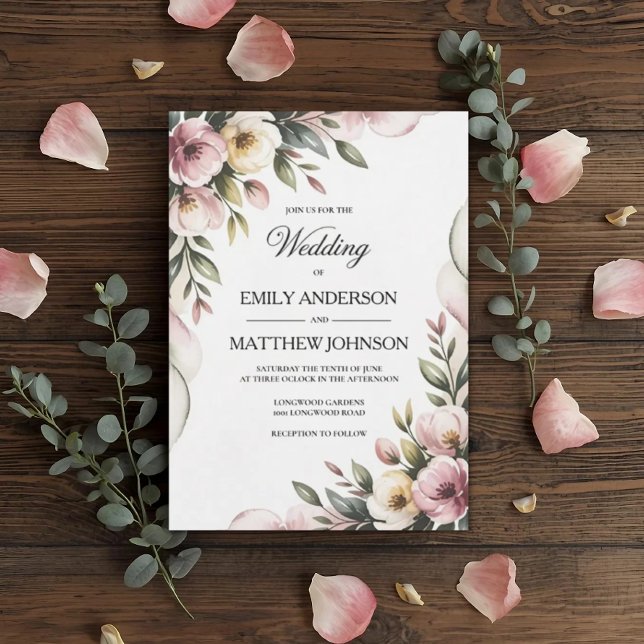 Elegant Floral Frame Wedding Invitation (Créateur téléchargé)