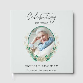 Elegant Floral Funeral Celebration of life Photo Gästebuch