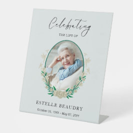 Elegant Floral Funeral Celebration of life Photo   Sockelschild