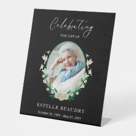 Elegant Floral Funeral Celebration of life Photo   Sockelschild