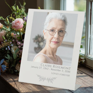 Elegant Floral Funeral Photo Pedestal Sign Sockelschild