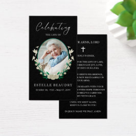 Elegant Floral Funeral Photo Sympathy Prayer Cards