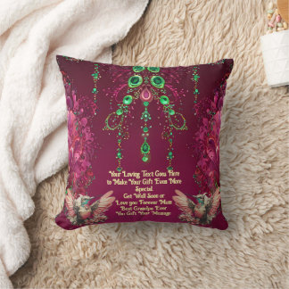 Elegant Floral Gem Backing Hummingbird Kissen