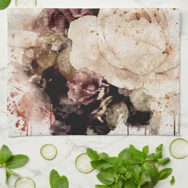 Elegant Floral Geschirrtuch (Gefaltet)