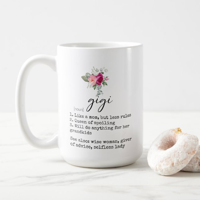 Elegant Floral Gigi Definition 15oz Tasse (Mit Donut)