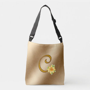 Elegant Floral Gold C Tragetaschen Mit Langen Trägern