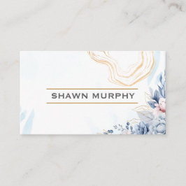 Elegant Floral Gold Line QR Code Business Card Visitenkarte