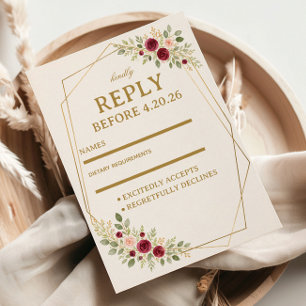 Elegant Floral Gold RSVP Karte