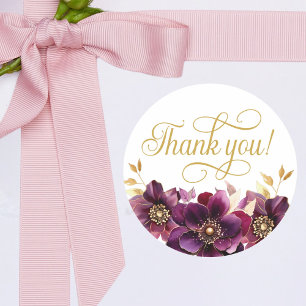 Elegant Floral Gold Script Vielen Dank Sticker