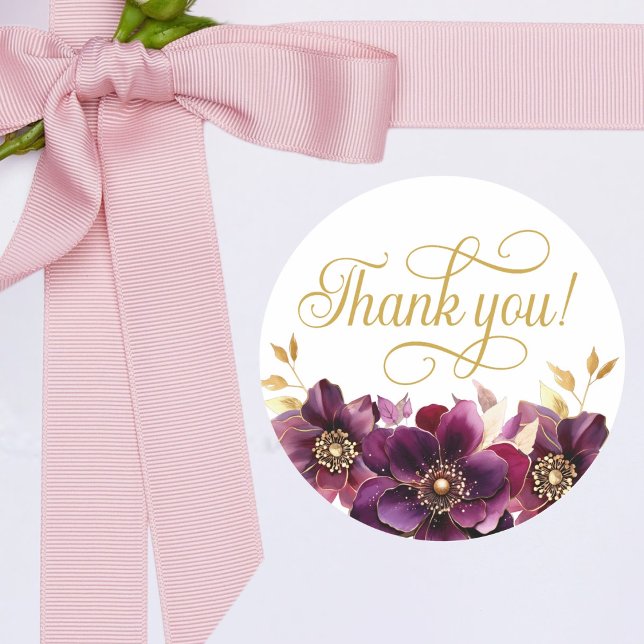 Elegant Floral Gold Script Vielen Dank Sticker (Von Creator hochgeladen)