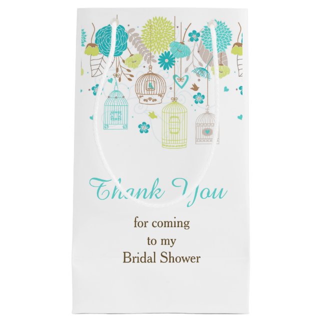Elegant Floral Green and Blue Bridal Shower Kleine Geschenktüte (Vorderseite)