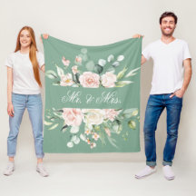 Elegant Floral Green Watercolor Mr. & Mrs. Wedding