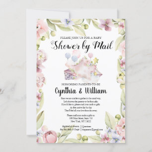 Elegant Floral Greenery Baby Shower by Mail Einladung