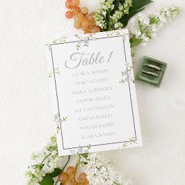 Elegant Floral Grey Wedding Seating Chart Card Tischnummer