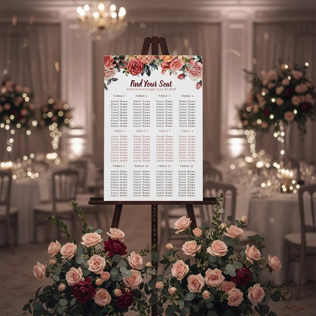 Élégant Floral & Gris Rayé Plan de Siège pour Invi (Créateur téléchargé)