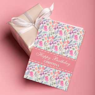 Elegant Floral Happy Birthday Karte
