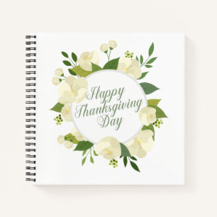 Elegant Floral Happy Thanksgiving   Notebook Notizbuch