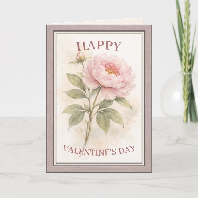 Elegant Floral Happy Valentine’s Day Card Karte (Vorderseite)