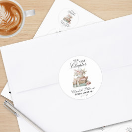 Elegant Floral Her Next Chapter Bridal Shower  Runder Aufkleber