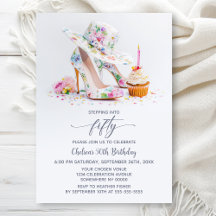 Elegant Floral High Heel Shoes 50th Birthday Party