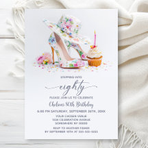 Elegant Floral High Heel Shoes 80th Birthday Party