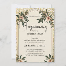 Elegant Floral Housewarming Invitation New Home 