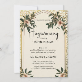 Elegant Floral Housewarming Invitation New Home  Einladung