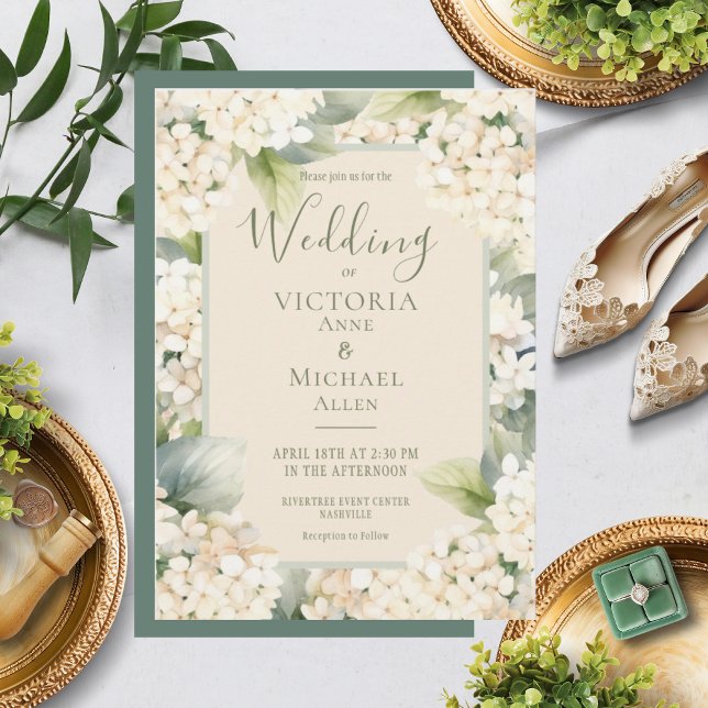 Elegant Floral Hydrangea Wedding Einladung (Von Creator hochgeladen)