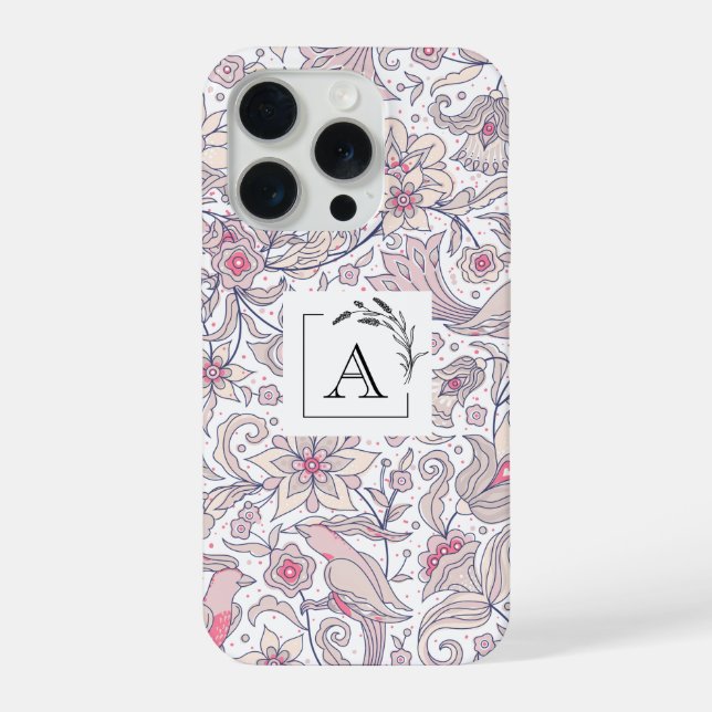 Elegant Floral iPhone 15 Pro Fall für sie Hülle (Rückseite)