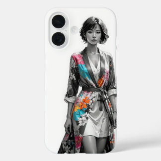 Élégant Floral Kimono iPhone 16 Coque
