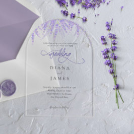 Elegant Floral Lavender Calligraphy Wedding Acryleinladungen