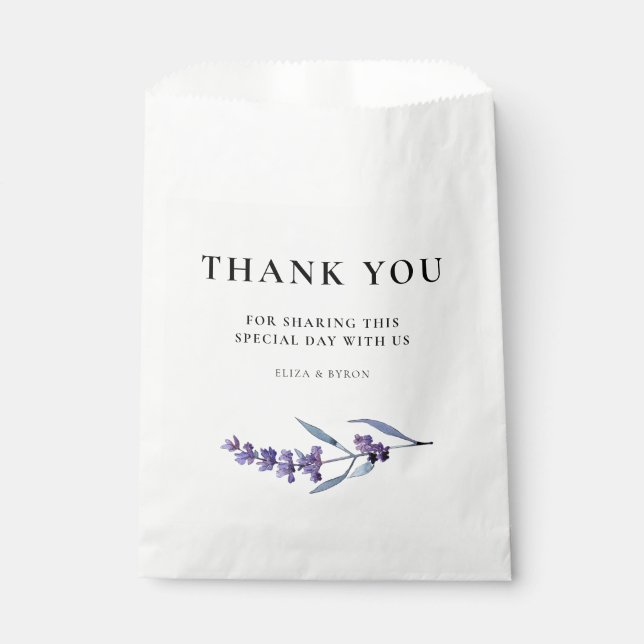 Elegant Floral Lavender Vielen Dank Geschenktütchen (Vorderseite)