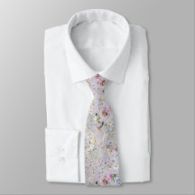 Elegant Floral Lavender Wedding Necktie