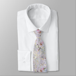 Elegant Floral Lavender Wedding Necktie Krawatte