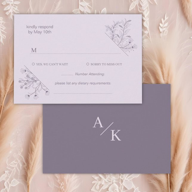 Elegant Floral Lavender Wedding RSVP Karte (Von Creator hochgeladen)