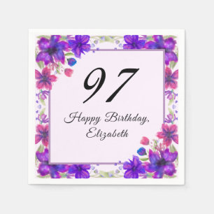 Elegant floral lila 97. Geburtstag Serviette