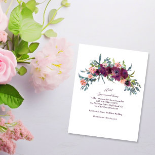 Elegant Floral   Lila Garland-Hochzeitsdetails Begleitkarte