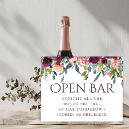Elegant Floral | Lila Pink Garland Open Bar Poster