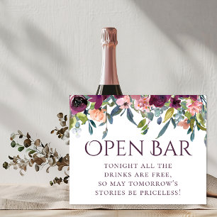 Elegant Floral   Lila Pink Garland Open Bar Poster