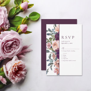 Elegant Floral   Lila Rosa Hochzeit RSVP Karte