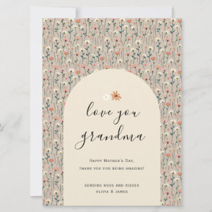 Elégant Floral Love You Grand-mère Carte de jour d