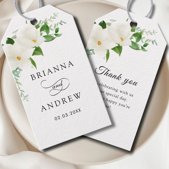 Elegant Floral Magnolia Wedding  Geschenkanhänger (Elegant Floral Magnolia Wedding Gift Tags)