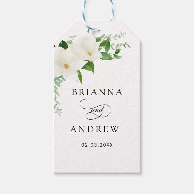 Elegant Floral Magnolia Wedding  Geschenkanhänger (Vorderseite)