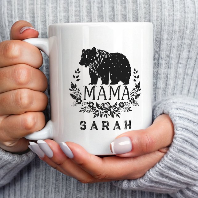 Elegant Floral Mama Bear Floral Kaffeetasse (Von Creator hochgeladen)
