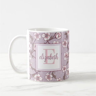 Élégant floral manuscrit script Monogramme Mug