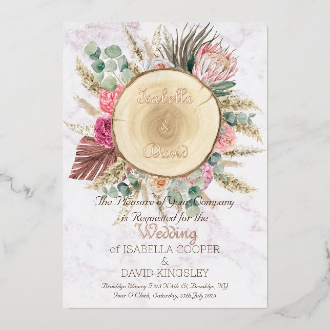 Élégant floral mariage à l'aquarelle | Invitation (Recto)