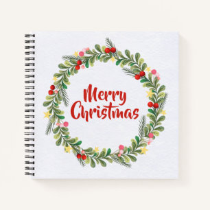 Elegant Floral Merry Christmas   Notebook Notizbuch