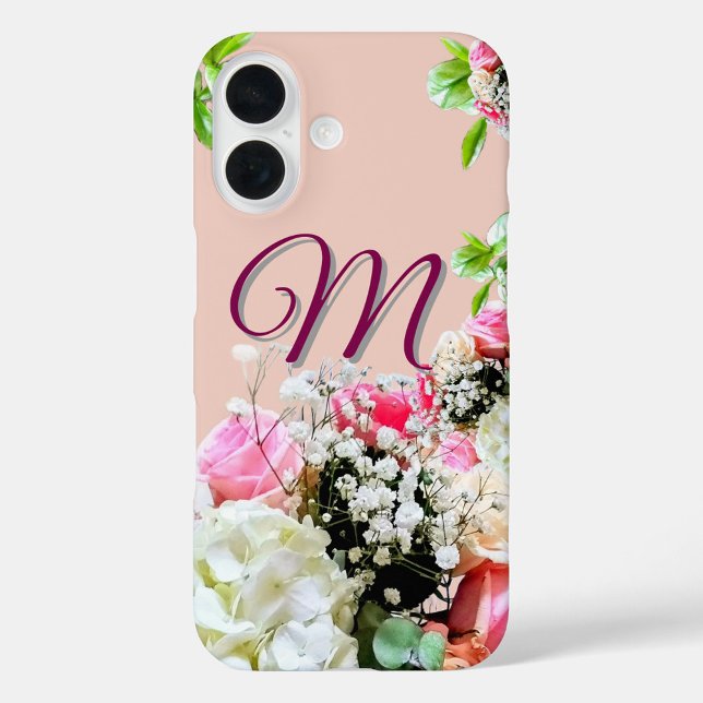 Elegant floral Mit Monogramm iPhone / iPad Gehäuse iPhone 16 Hülle (Von Creator hochgeladen)
